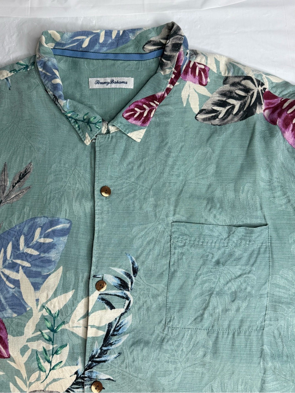 Tommy Bahama Hawaiian Camp Shirt Mens XXXL Blue Floral Tropical Button Up